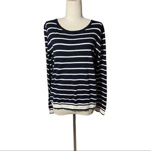 J. Crew Mercantile navy white stripe long sleeve cotton sweater S
